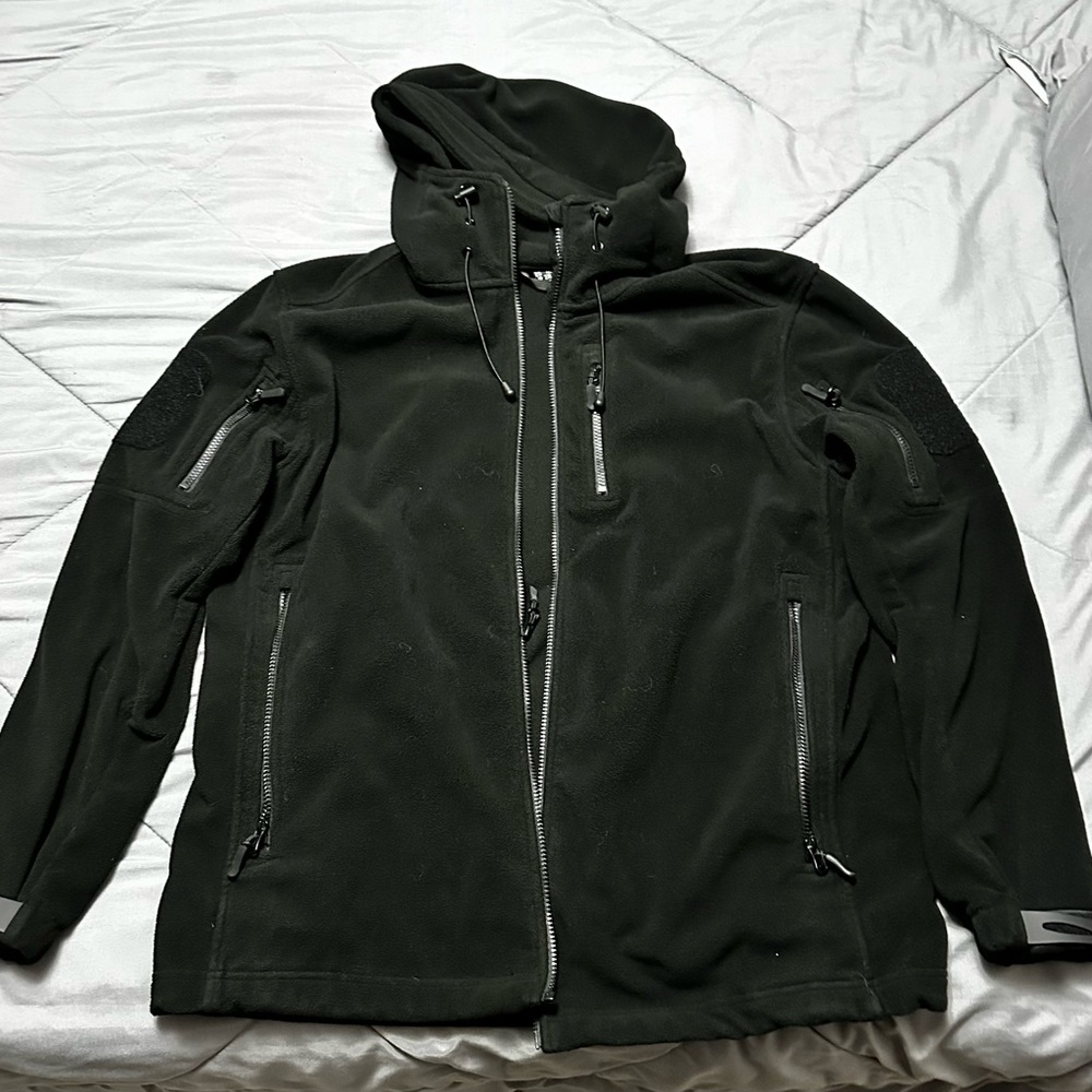 Tactical Military-Style Softshell Jacket • Black • Men’s XL • Multi-Pocket